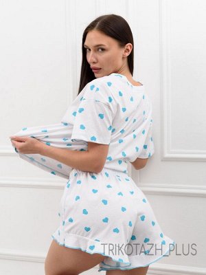 Пижама женская Моника (голубые сердечки)