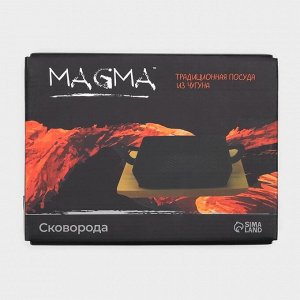 Сковорода-гриль Magma «Осан», 24x18x4 см, с ручками, на деревянной подставке, чугун, чёрная