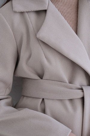 Martichelli Удлинённое пальто Hilton светло-серое в рубчик