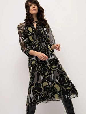 Платье приталенное с принтом  цвет: Черный PL1185/klaransa