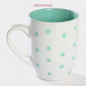 Кружка Доляна «Горох», 340 мл, керамика, мятная