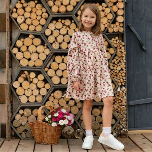 Платье детское KAFTAN «Цветы» 30 (98-104 см), бежевое