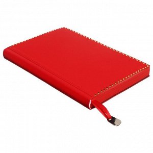 Ежедневник недатированный А5, 80 листов, линия, обложка кожзам, с ручкой, в подарочной коробке, красный