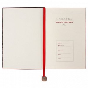 Ежедневник недатированный А5, 80 листов, линия, обложка кожзам, с ручкой, в подарочной коробке, красный