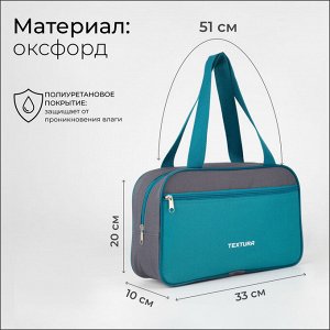 Сумка для обуви TEXTURA, на молнии наружный карман, размер 33x10x20 см, серая/морская волна