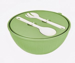 Салатник пластиковый с крышкой и приборами