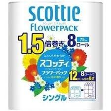 Мягкая туалетная бумага Crecia "Scottie Flower PACK 1.5" плотной намотки, двухслойная 8 рулонов (37,5 м)