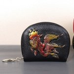 Женский мини-кошелек из натурал. кожи, с 3D тиснением, черный