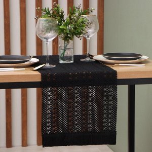 Дорожка на стол Этель чёрная 30x180 см, 50% хлопок 50% п/э
