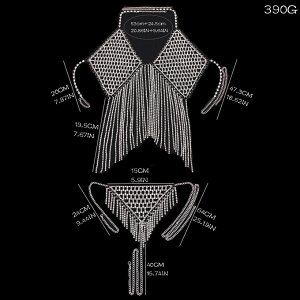 Женский набор украшений на тело (лифчик + трусики, цвет серебристый, со стразами) бижутерия