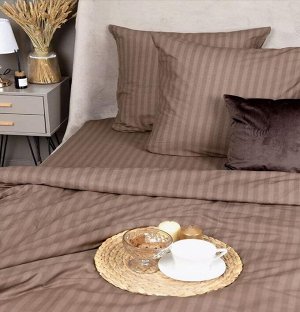 Комплект постельного белья 1,5-спальный, бязь "Комфорт"(220) (Страйп, шоколад)