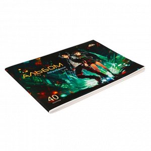 Альбом д/рис А4 40л на скрепке Аниме, обл мел карт, ВД-лак, блок 100 г/м2