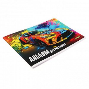 Альбом для рисования, А4 40 листов на скрепке "Авто в красках", обложка мелованный картон, софт-тач, блок 100г/м?