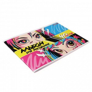 Альбом для рисования, А4 40 листов, на скрепке "Аниме глаза", обложка мелованный картон, выборочный УФ-лак, блок 100г/м?