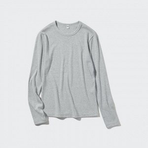 UNIQLO - лонгслив из ребристого хлопкового материала - 03 GRAY