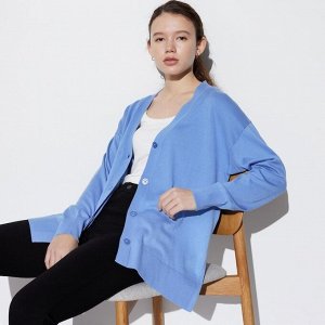 UNIQLO - длинный кардиган с V-образным вырезом - 63 BLUE