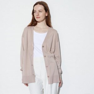 UNIQLO - длинный кардиган с V-образным вырезом - 31 BEIGE