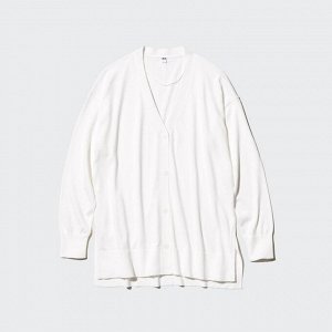 UNIQLO - длинный кардиган с V-образным вырезом - 01 OFF WHITE