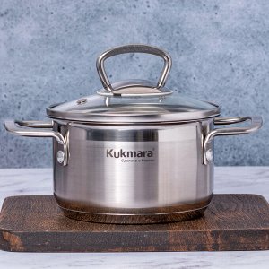 Кастрюля нерж 1,0л стеклянная крышка ORION ТМ KUKMARA