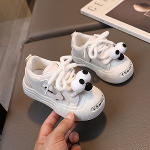 Кеды детские на шнурках, белые с декором