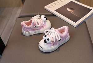 Кеды для девочки на шнурках, розовые с белым и декором