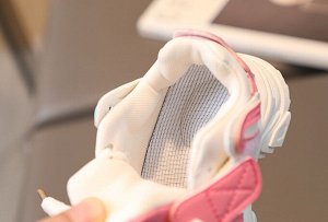 Кроссовки для девочек на шнурках, белые с розово-голубым  и декором