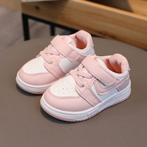 Кроссовки для девочки на шнурках и липучках, розовые с белым