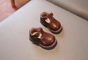 Сандалии для малышей с застежкой на липучке и закрытым носком, коричневые