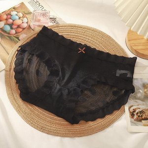 Женские сетчатые трусики, с принтом, цвет черный