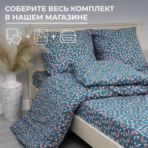 Простыня на резинке 090*190 см, перкаль, детская расцветка (Арбузики, бирюзовый)