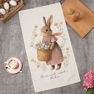 Полотенце кухонное «Этель. Зайчик с корзинкой», 40x70 см, 100% хлопок, 190 г/м²