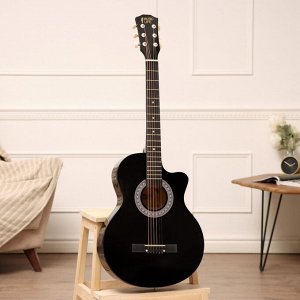 Гитара акустическая Music Life QD-H38Q-JP черная, 6-ти струнная, 97 см