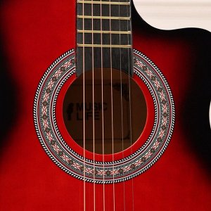 Гитара акустическая Music Life QD-H38Q-JP красная, 6-ти струнная, 97 см
