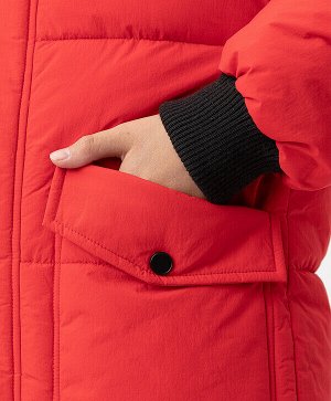 Пальто зимнее с капюшоном красное Button Blue