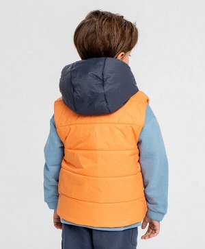 Жилет утепленный с капюшоном стёганный оранжевый для мальчика Button Blue