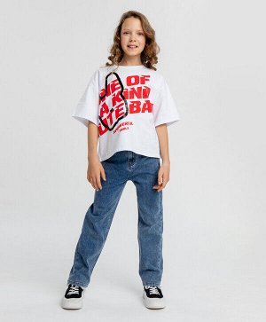 Джинсы straight fit синие  для девочки Button Blue