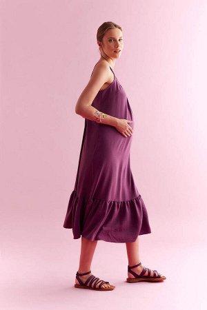 Длинное платье для беременных с бретельками А-силуэта