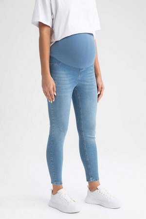 Узкие брюки прямого кроя с высокой талией и длинными штанинами для беременных