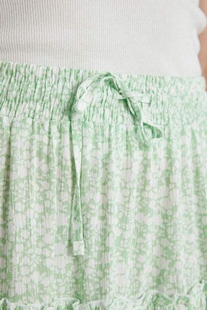 Мини-юбка-шорты из вискозы с цветочным принтом