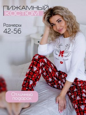 Пижама женская, модель 162, трикотаж (Олень Гламур)