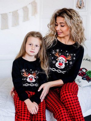 Пижама детская, модель 324, трикотаж (Олень Хо-хо-хо)