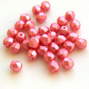 Стеклянные граненые бусины 6мм Pastel Coral