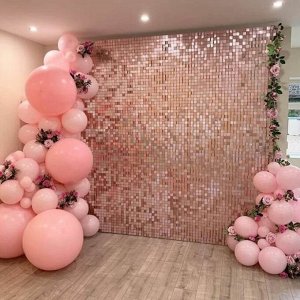 Панель с пайетками для фотозоны 30*30см розовая