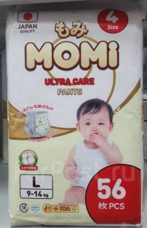 MEGA PACK MOMI ULTRA CARE подгузники-трусики L (9-14 кг). 56 шт