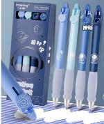 Ручка гелевая со стираемыми чернилами, стережень синий, механическая ,корпус МИКС