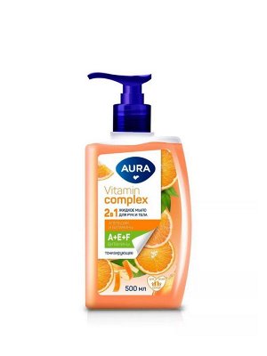 Aura Vitamin Complex мыло жидкое 2в1 500мл очищ. д/рук и тела апельсин дозатор 1шт / 12шт / 13355 / 018167
