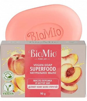 Bio-Mio Superfood мыло твердое баттер,натур. упруг. д/в тип.кожи 90гр. масл.ши,персик 1шт карт./уп / 24шт / 520.04403.0101 / 937546