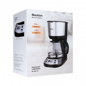 Кофеварка Blackton Bt CM1116, капельная, 750 Вт, 1.25 л, чёрно-серебристая