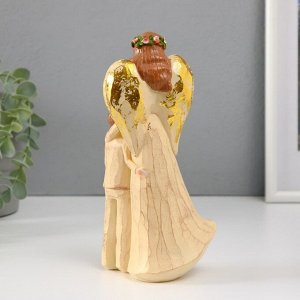Фигурка полистоун «Девушка-ангел в зеленом венке с ребенком», 6x12x20.5 см