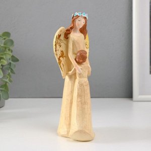 Фигурка полистоун «Девушка-ангел в голубом венке с ребенком», 6x12x20.5 см